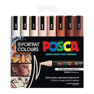 Posca PC-5M Med Portrait Pk8
