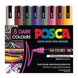 Posca PC-5M Med Blt Dark Pk8