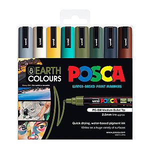 Posca PC-5M Med Blt Earth Pk8