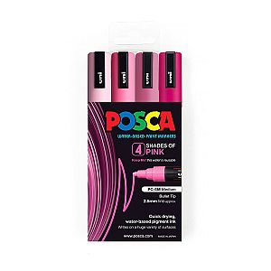 Posca PC-5M Med Blt Pinks Pk4