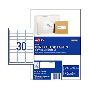 AV Gen Lbl L7158GU 30Up Pk100