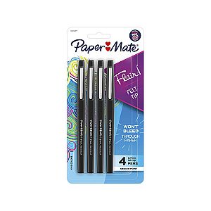 PM Flair Felt Tip Blk Pk4 Bx6